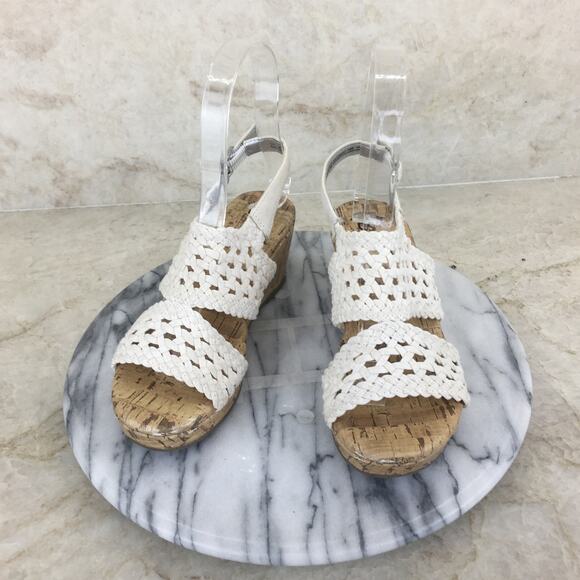 So Memory Foam Woven Canvas Faux Cork Wedges Girl's Size 1 - Picture 1 of 16